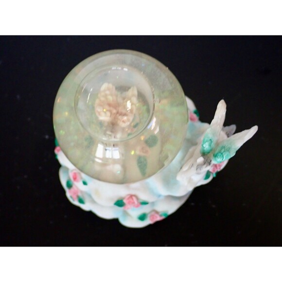 Cadona  Vintage 1998 Pegasus Water Glitter Globe Pink Flowers 3" tall No. 30023A - Picture 10 of 11